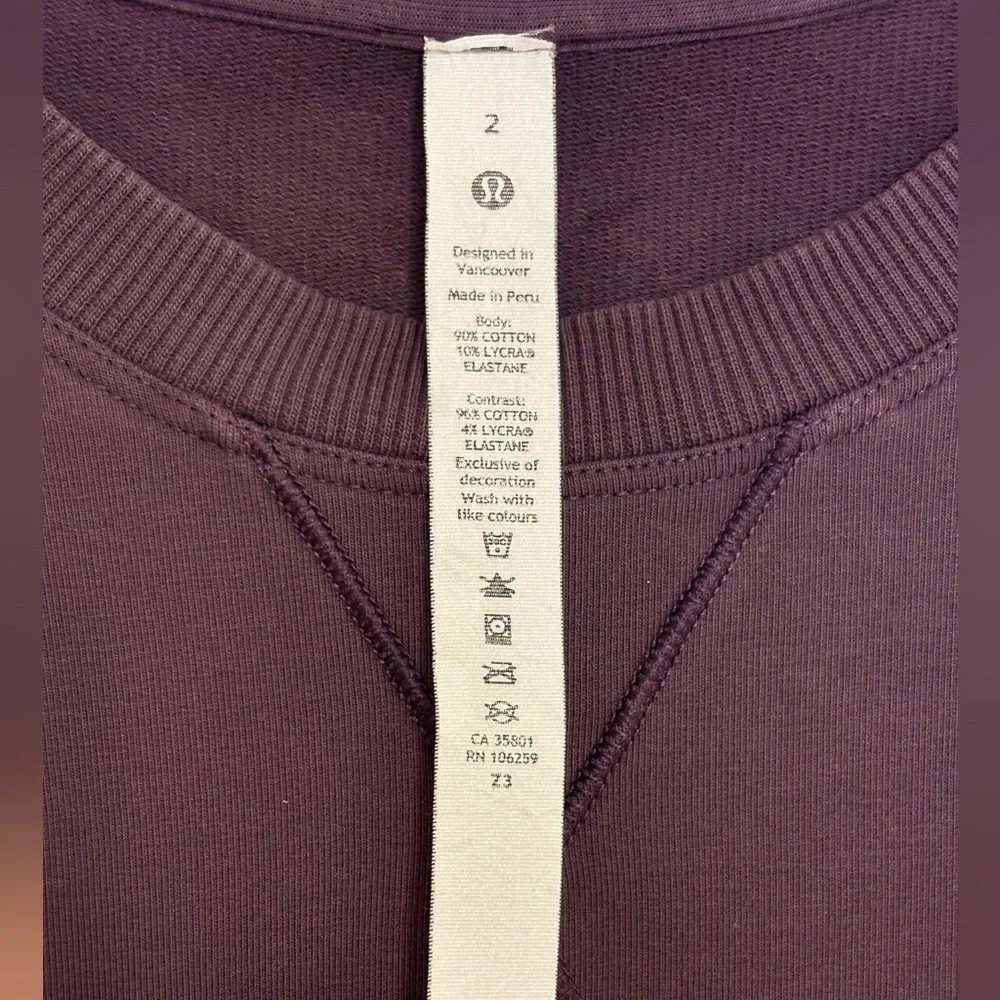 Lululemon All Yours Cropped Crew Grape Thistle Size 2 XS S